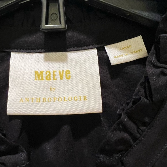 Maeve Anthropologie Black poplin blouse Large - Picture 3 of 4